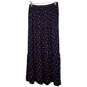 NWT Aerie tiered maxi skirt navy blue size Small